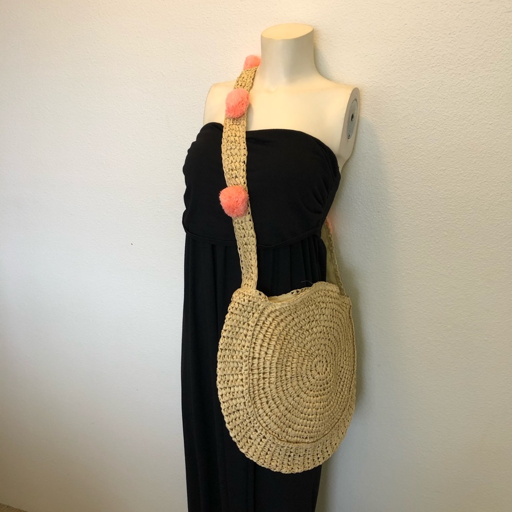 Shiraleah Raffia Straw W/Pom Pom Crossbody Bag - Picture 9 of 9